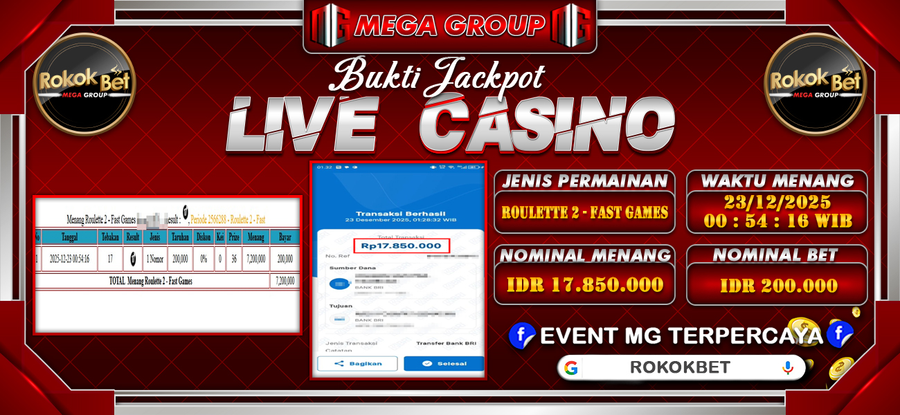 Bukti JP situs Rokokbet hari Selasa, 23 Desember 2025